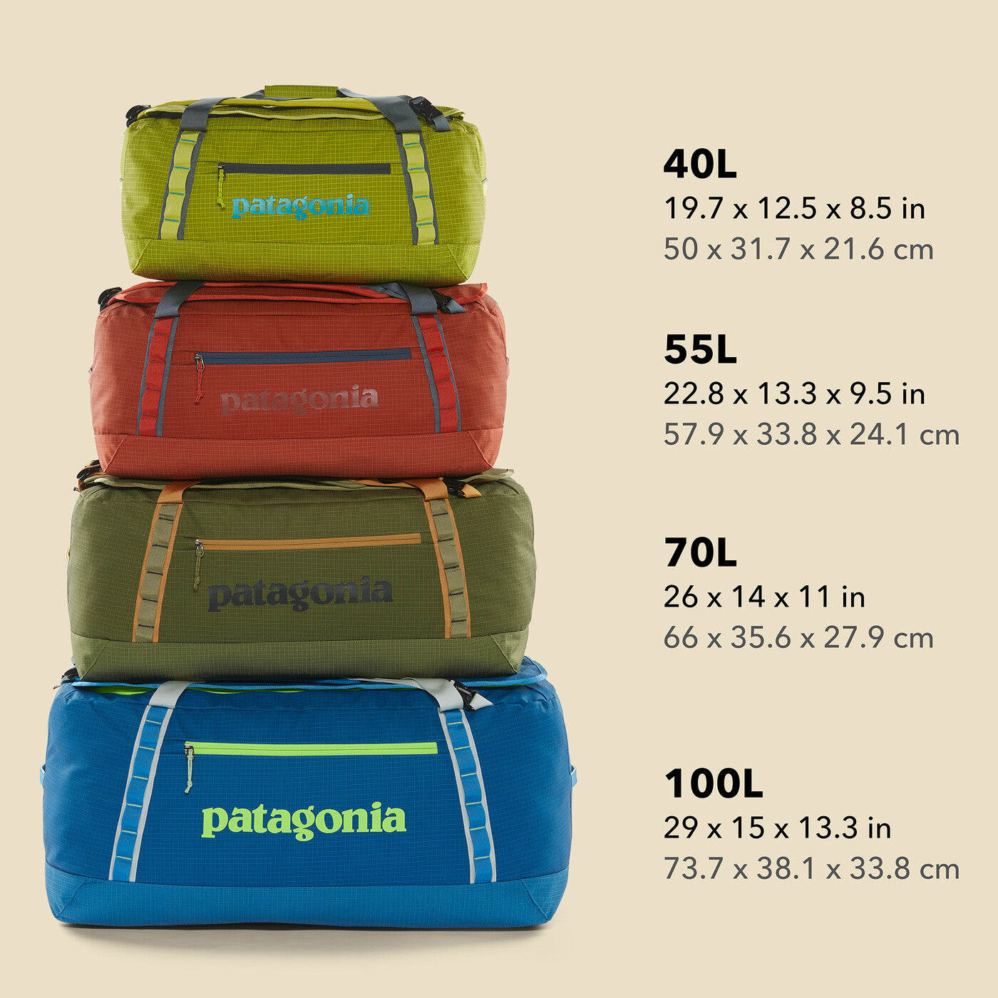 dimensions of patagonia black hole bag Duffel but with a huge step toward environmental impact reduction with 100% recycled body fabric Black Hole Bags: Water Resistant