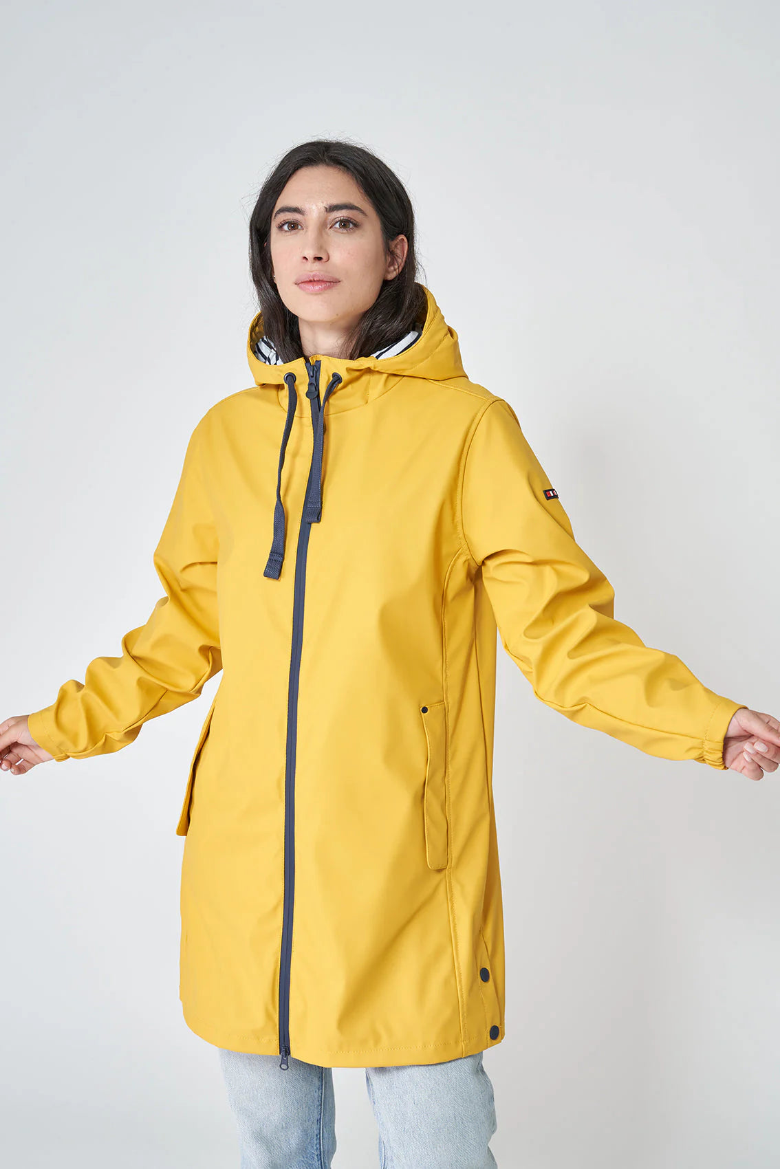 Raincoat with striped lining sales